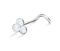 Colorful Stones Silver Curved Nose Stud NSKB-823